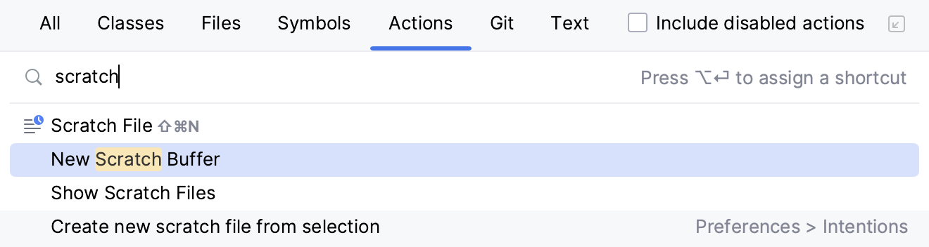 The New Scratch Buffer action The New Scratch Buffer action