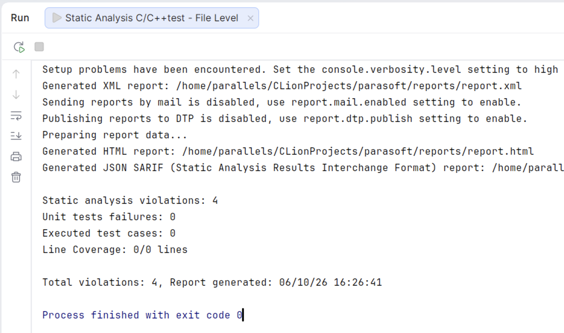 Analysis output Analysis output