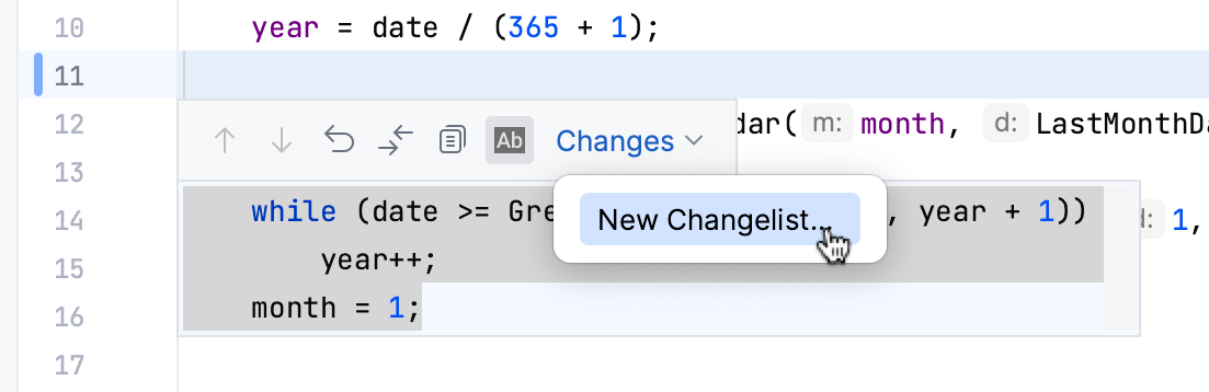 Partial commit changelists Partial commit changelists