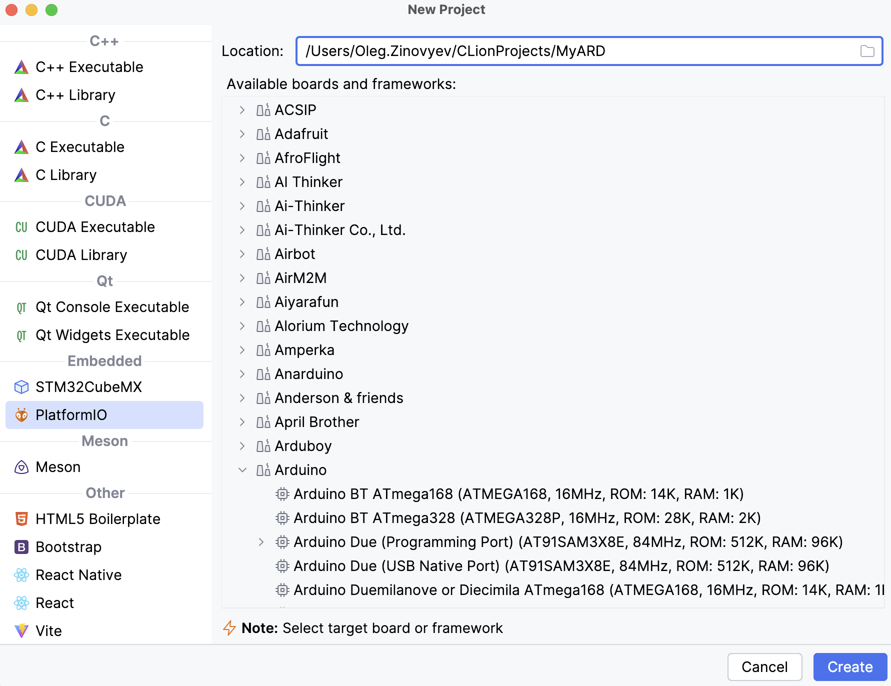 PlatformIO 项目向导
