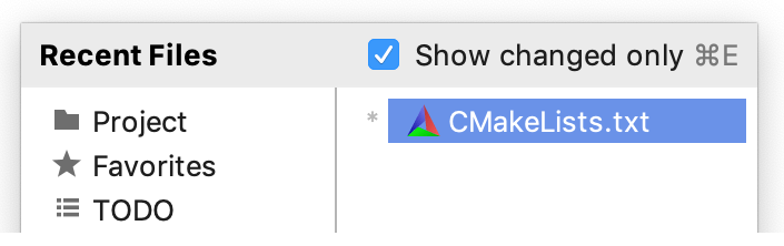 Recent files changed only Recent files changed only