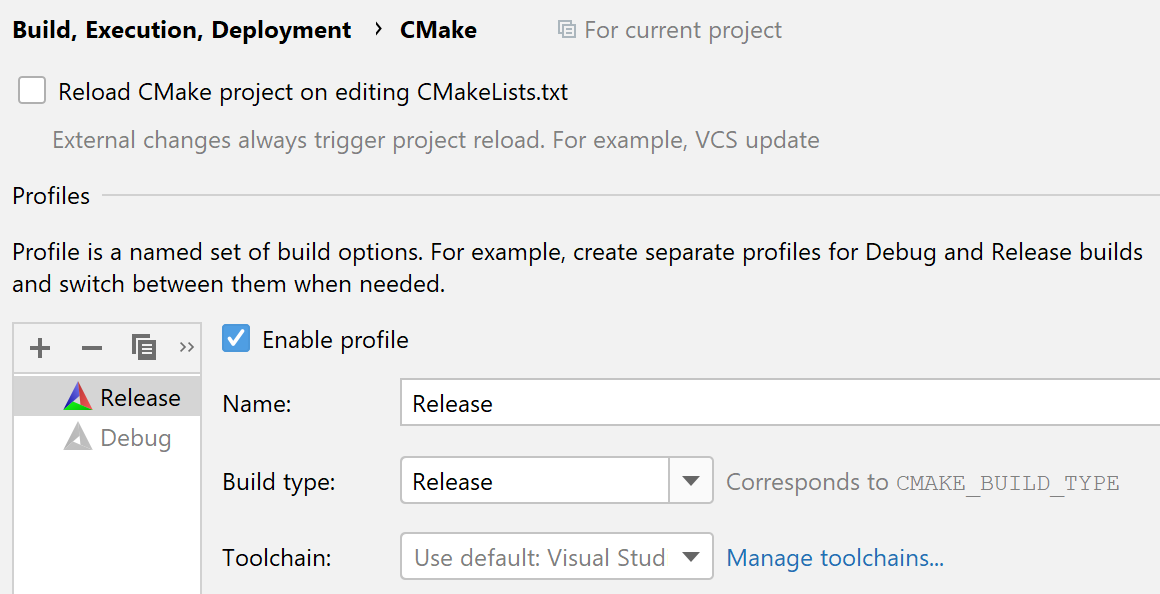 Release CMake profile Release CMake profile