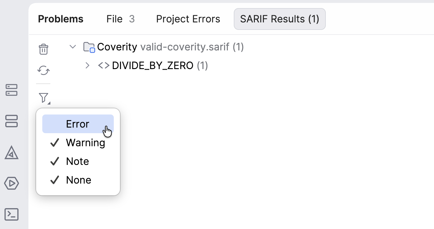 SARIF Results toolbar SARIF Results toolbar