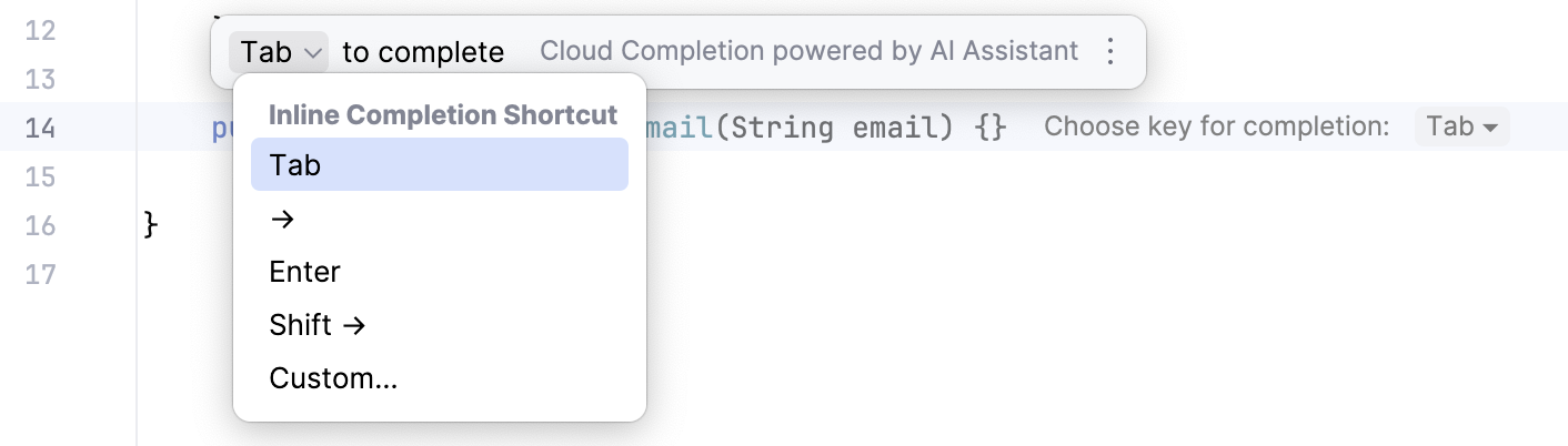 Code completion popup% Code completion popup%