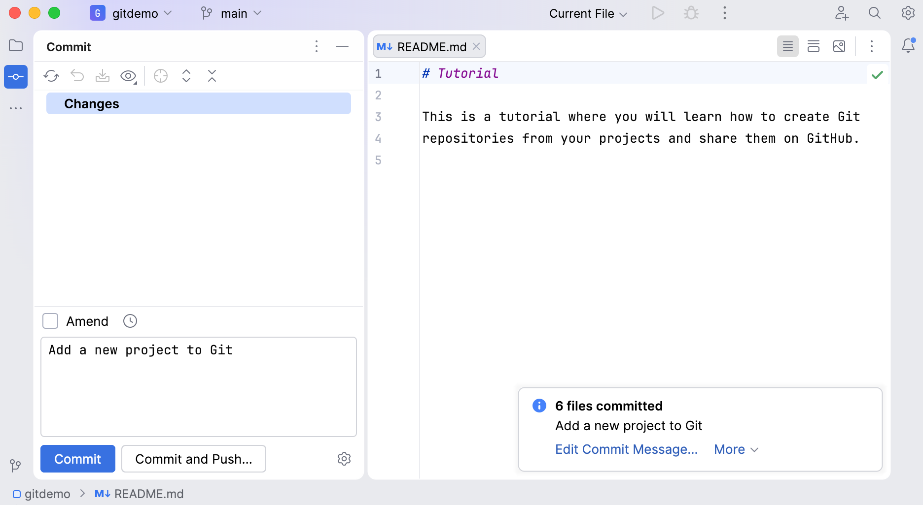 The Files Commited notification The Files Commited notification