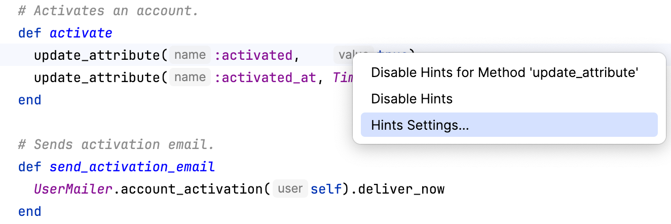 Context menu opens on right-clicking an inlay hint