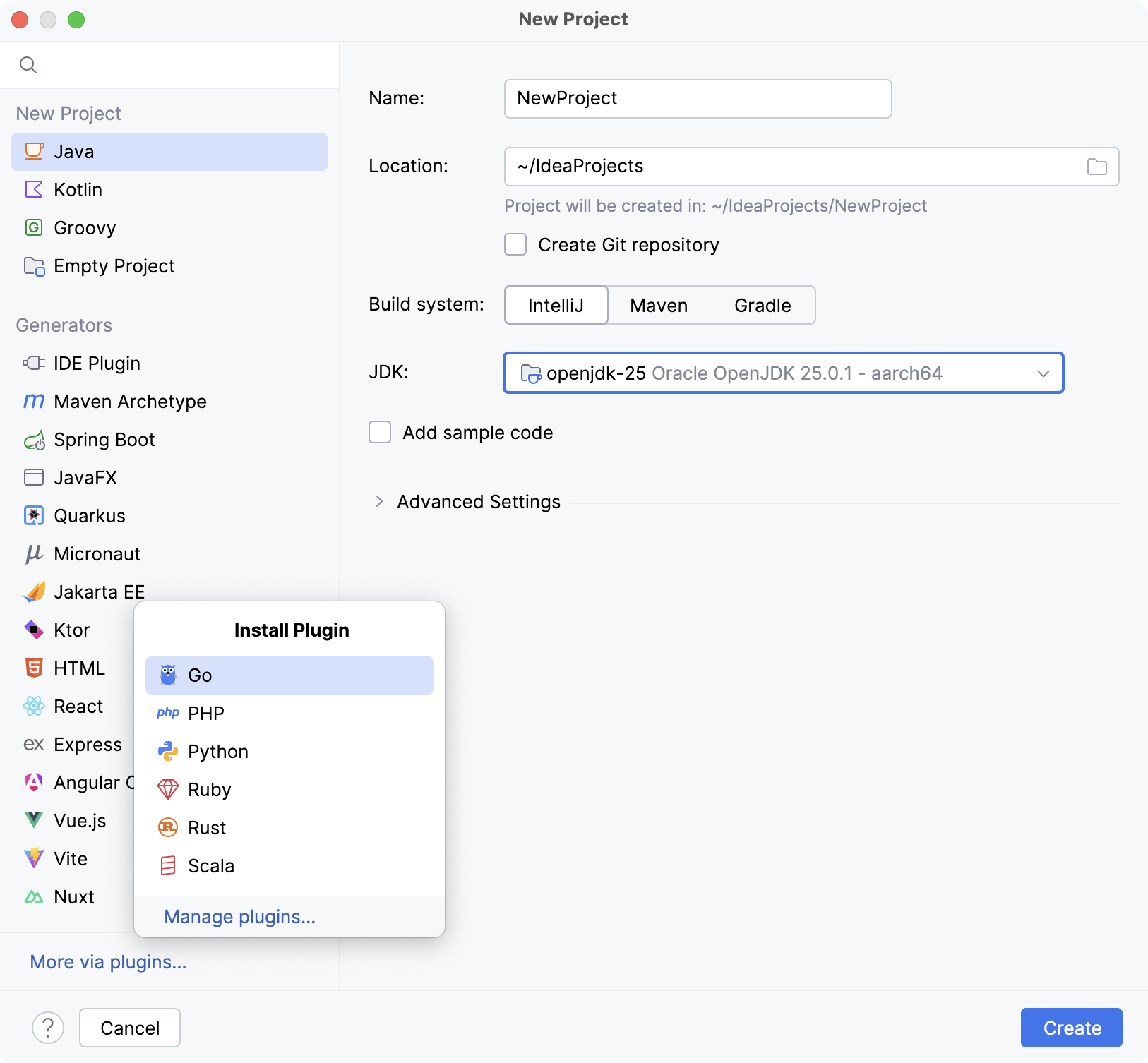 Creating a new project Creating a new project