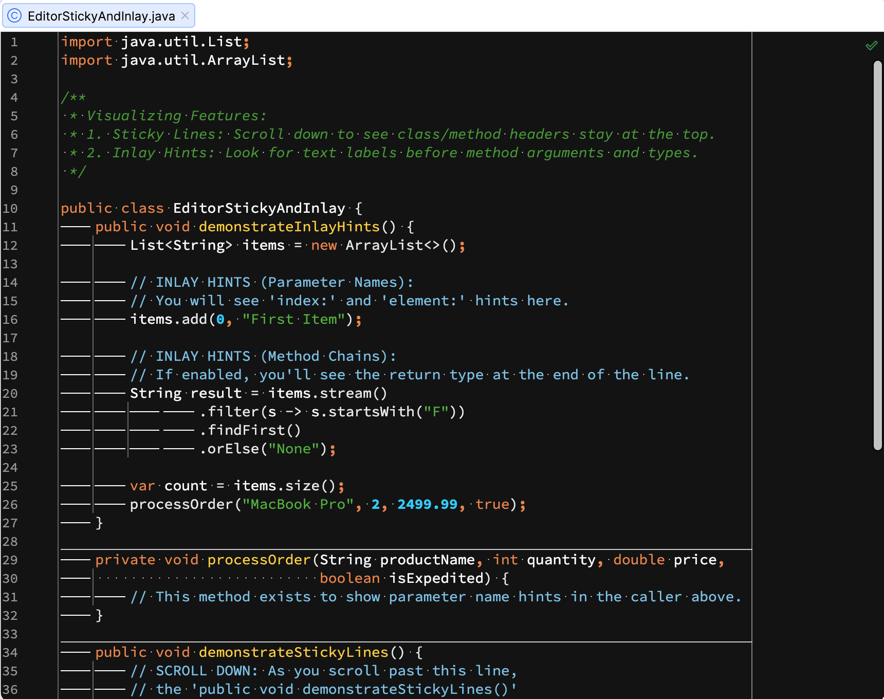 The Inlay Hints settings dialog