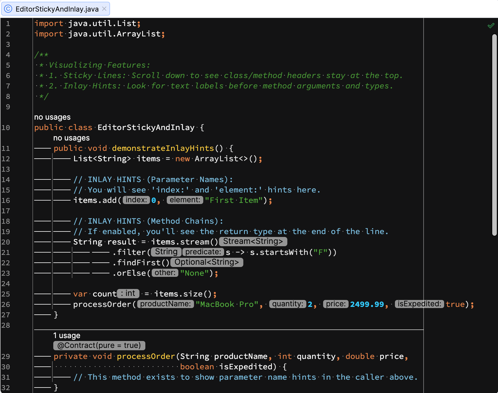 The Inlay Hints settings dialog