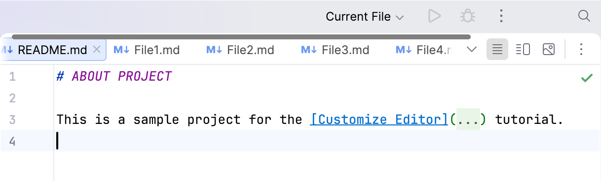 The changed display of opened tabs.
