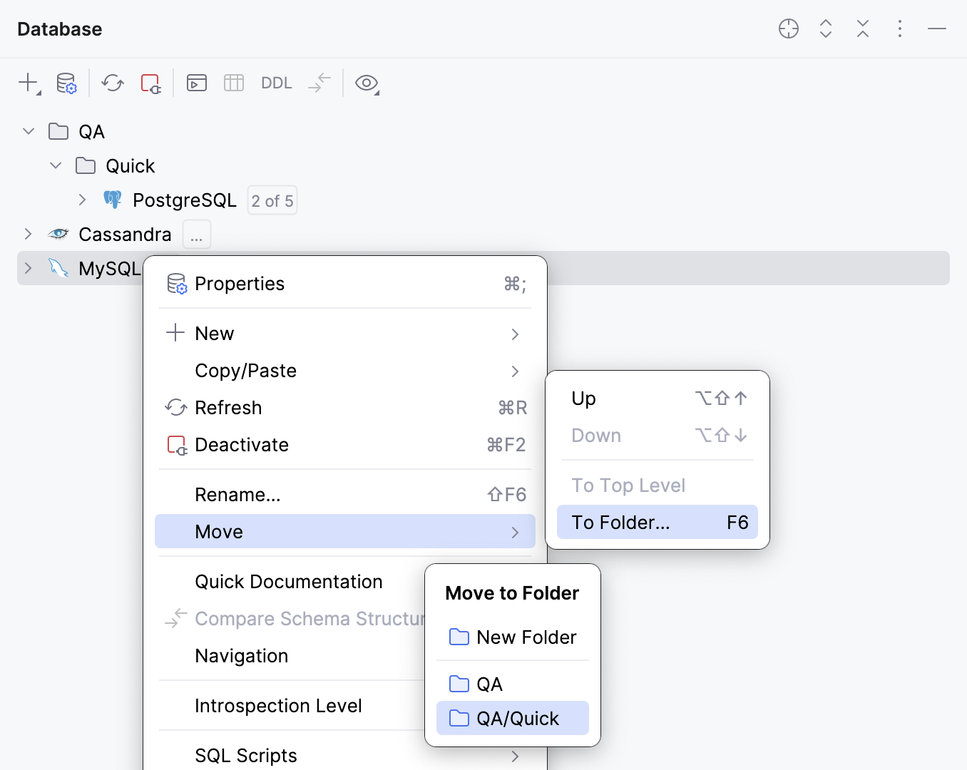 Move an item to a folder
