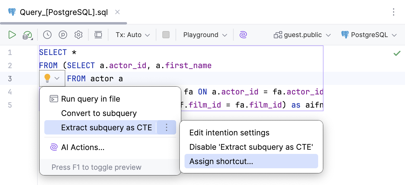 Assigning keyboard shortcut to intention action Assigning keyboard shortcut to intention action