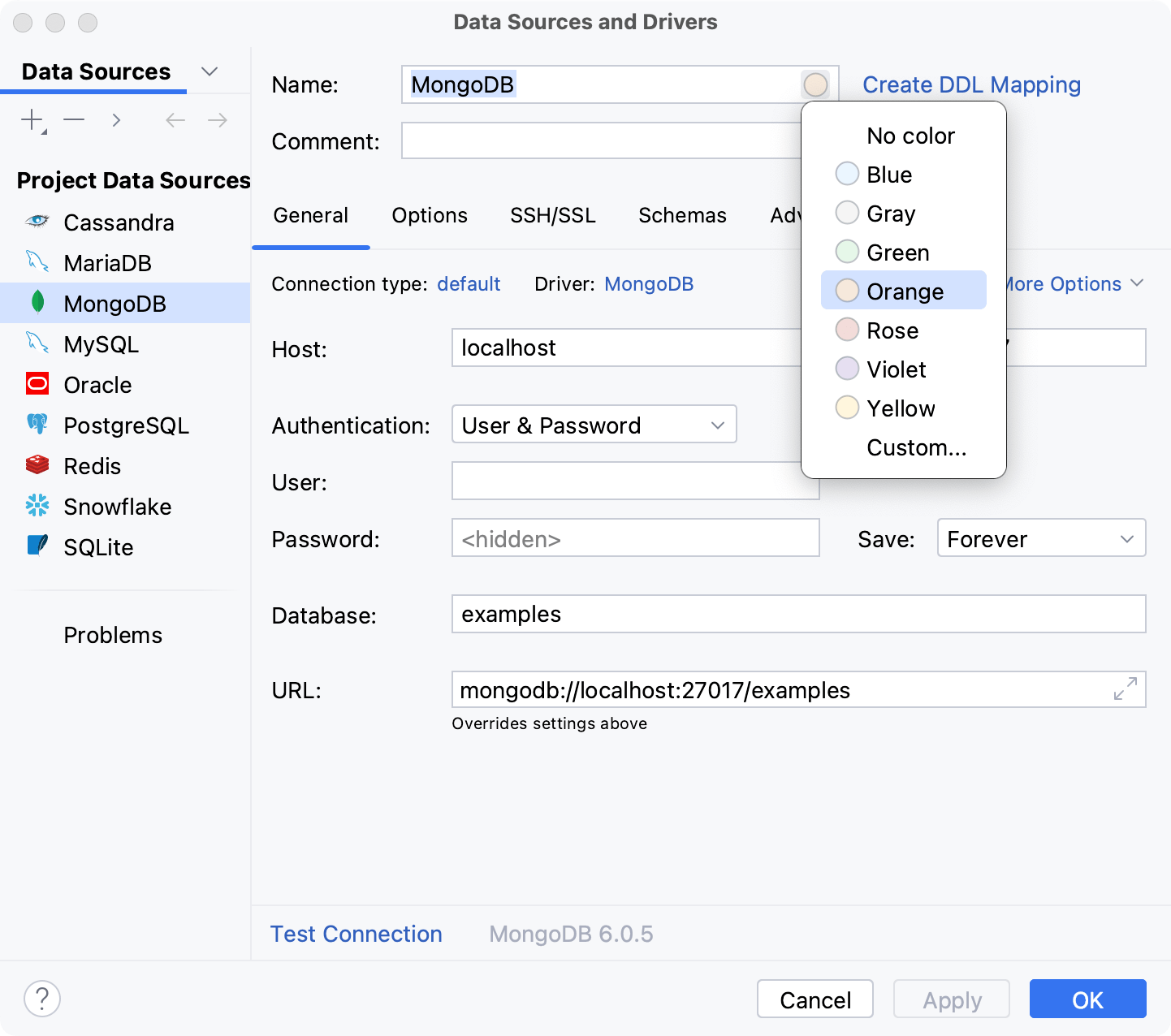 Assign a color to a data source Assign a color to a data source