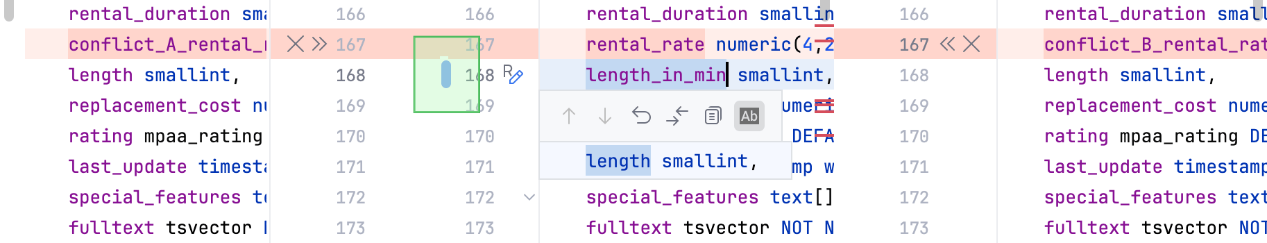 The change toolbar The change toolbar