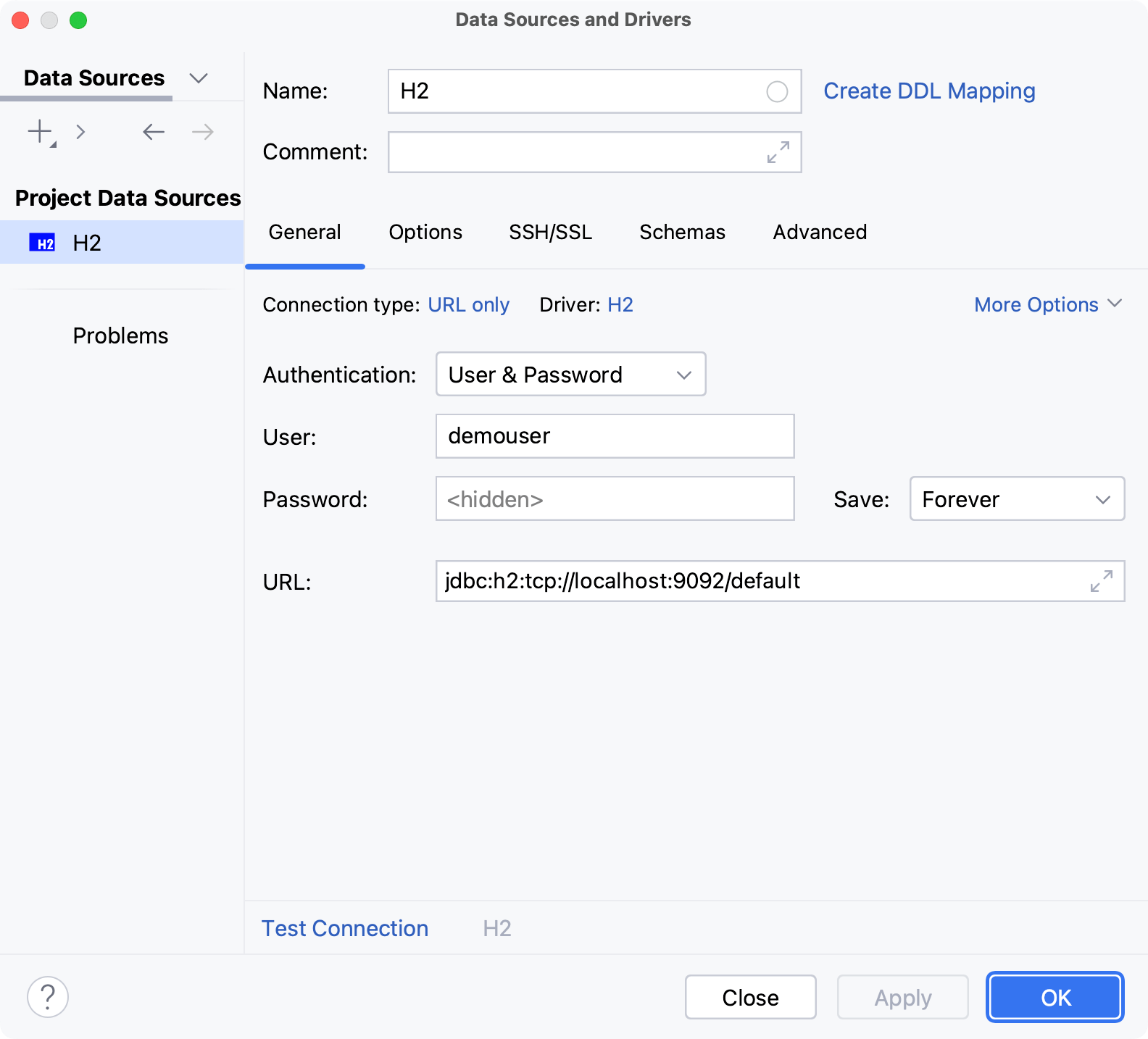 Database connection details Database connection details