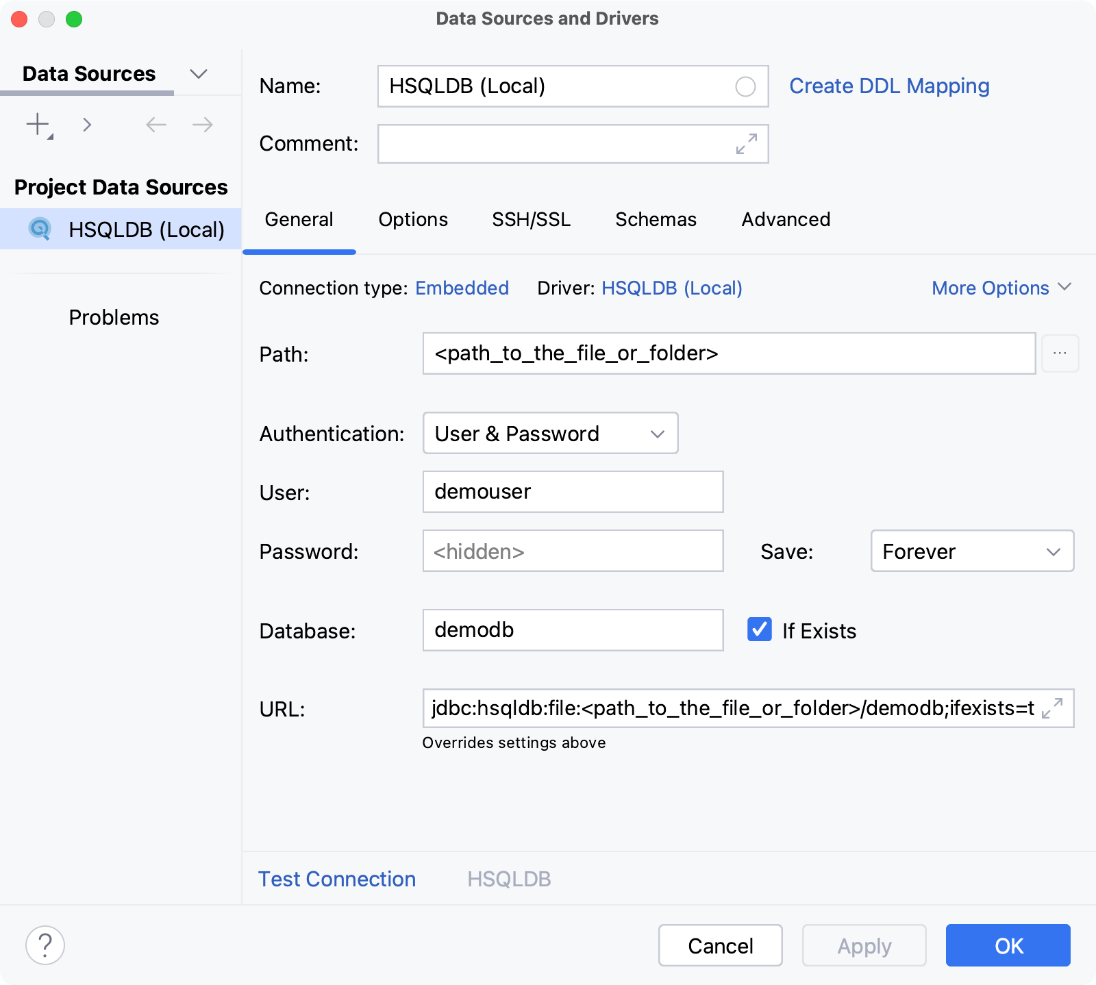 Database connection details Database connection details