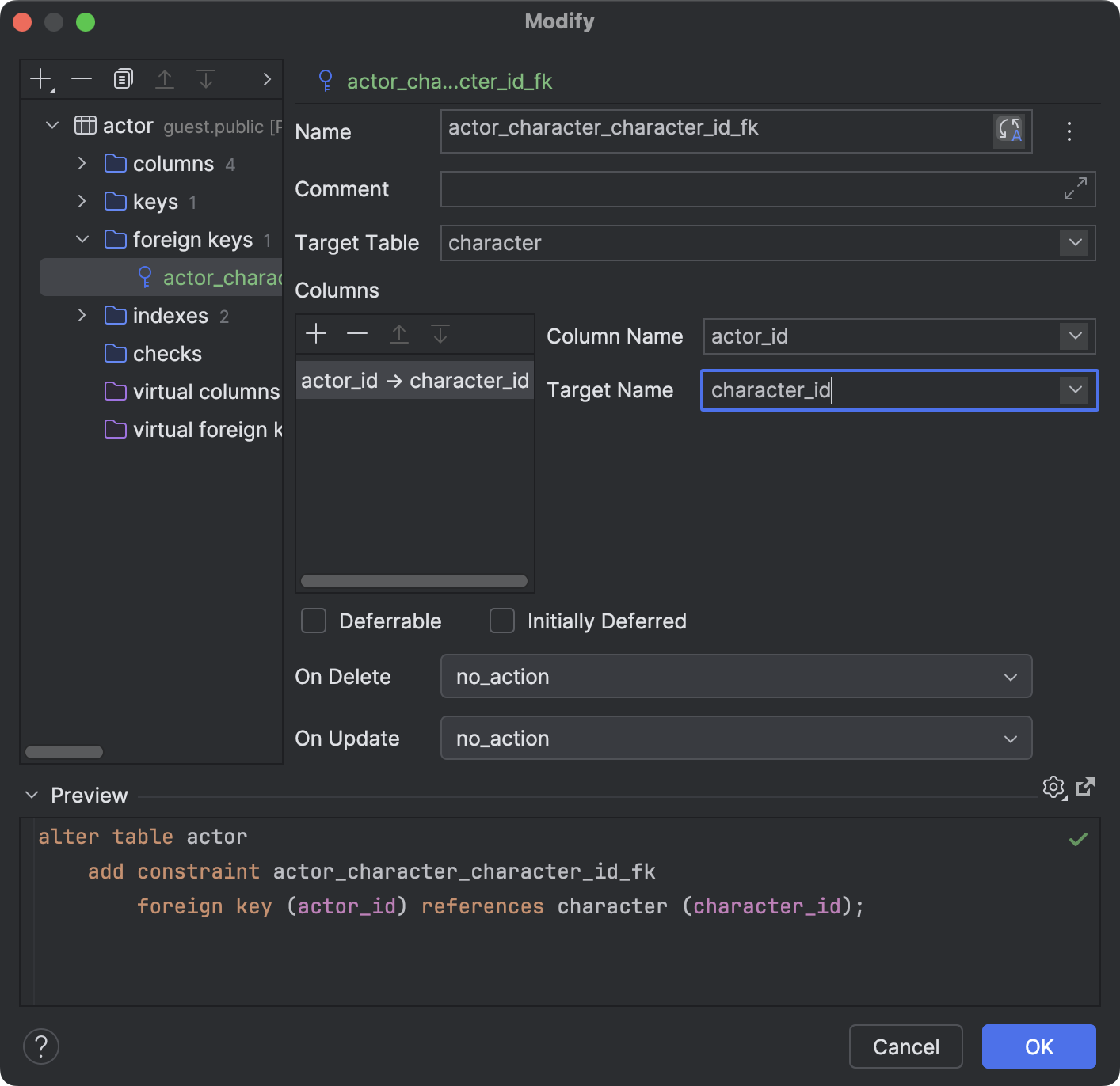 Foreign keys | WebStorm Documentation