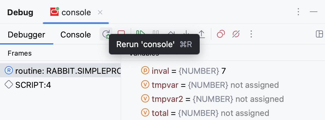 the Rerun button the Rerun button