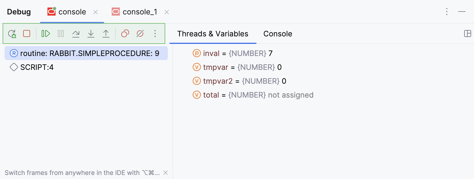The Debugger Toolbar