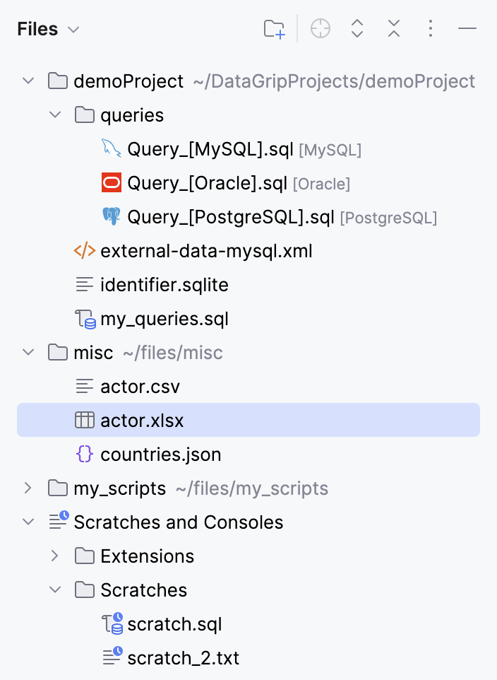 the Files tool window