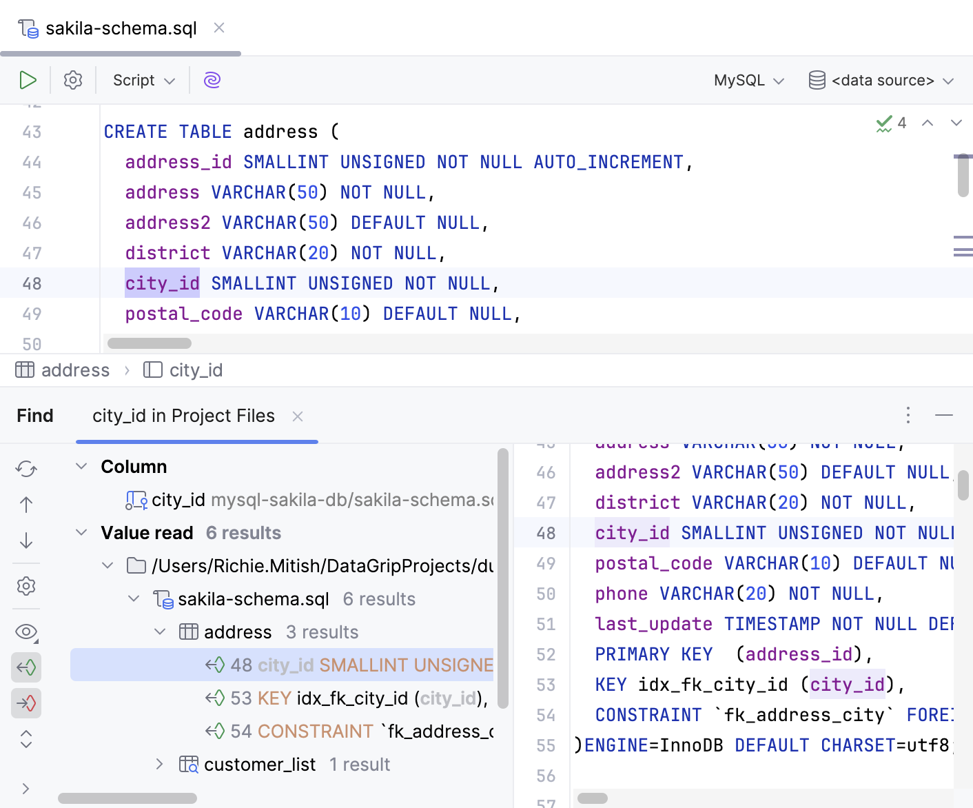 Found Occurrences in the Find tool window Found Occurrences in the Find tool window