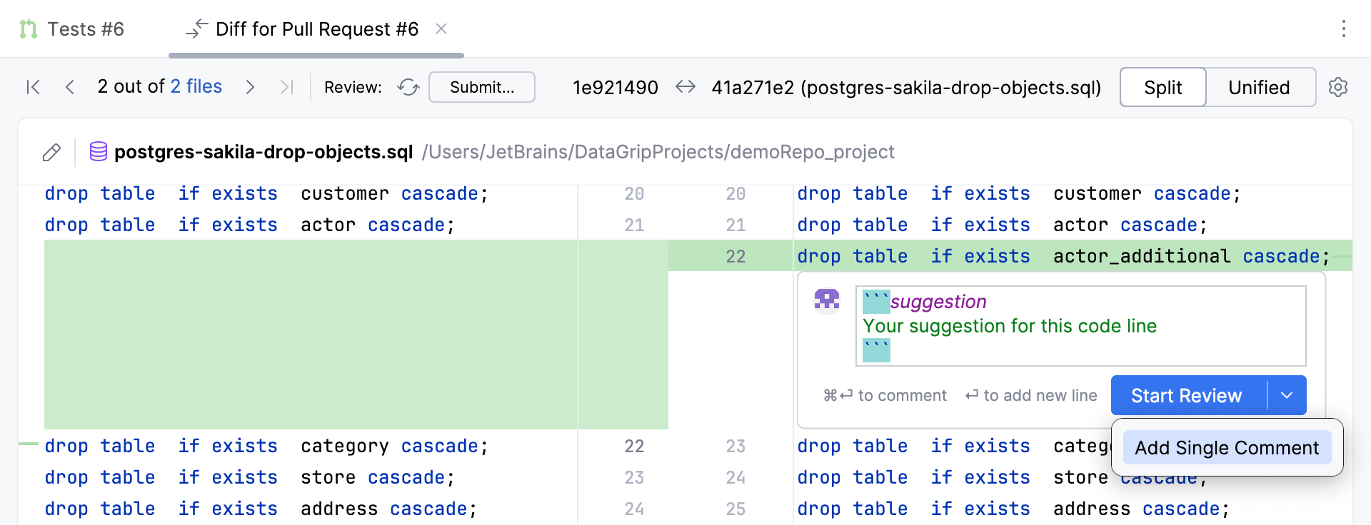 Comment field with a suggestion Comment field with a suggestion