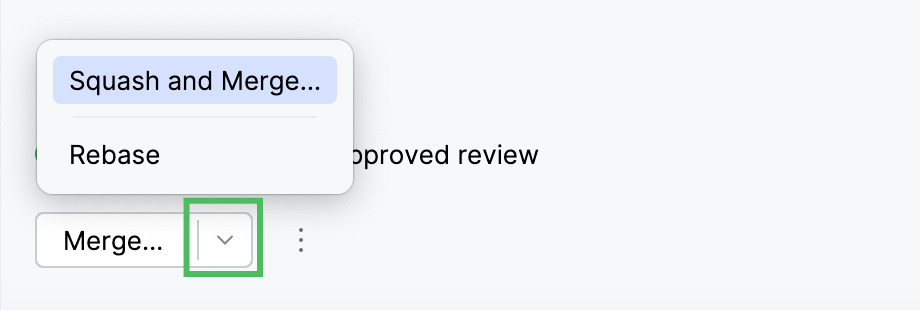 Pull request overview with merge options Pull request overview with merge options