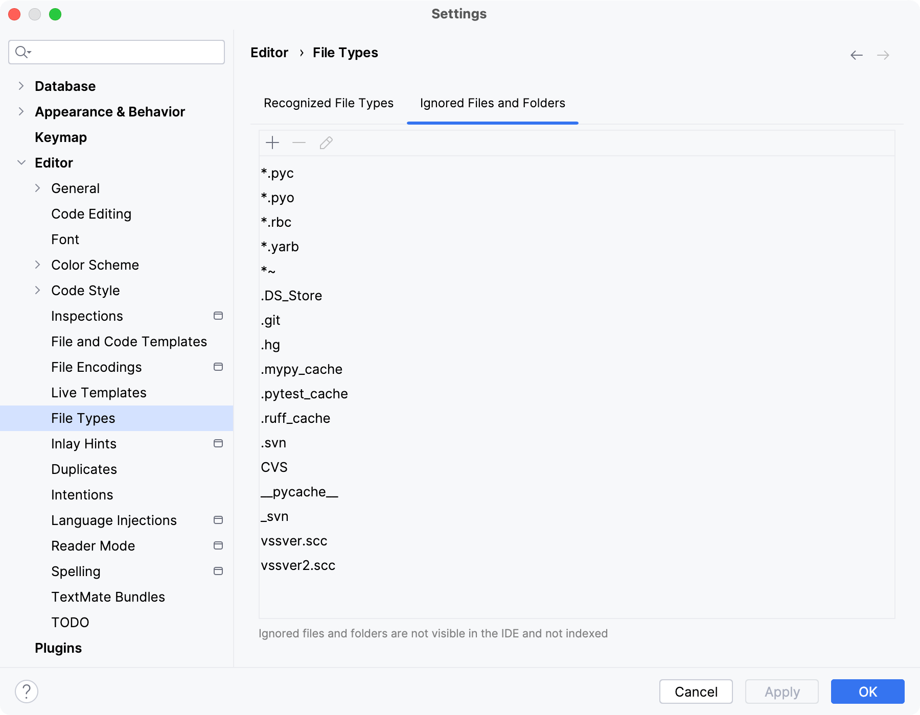 将文件和文件夹添加到忽略项目列表 将文件和文件夹添加到忽略项目列表