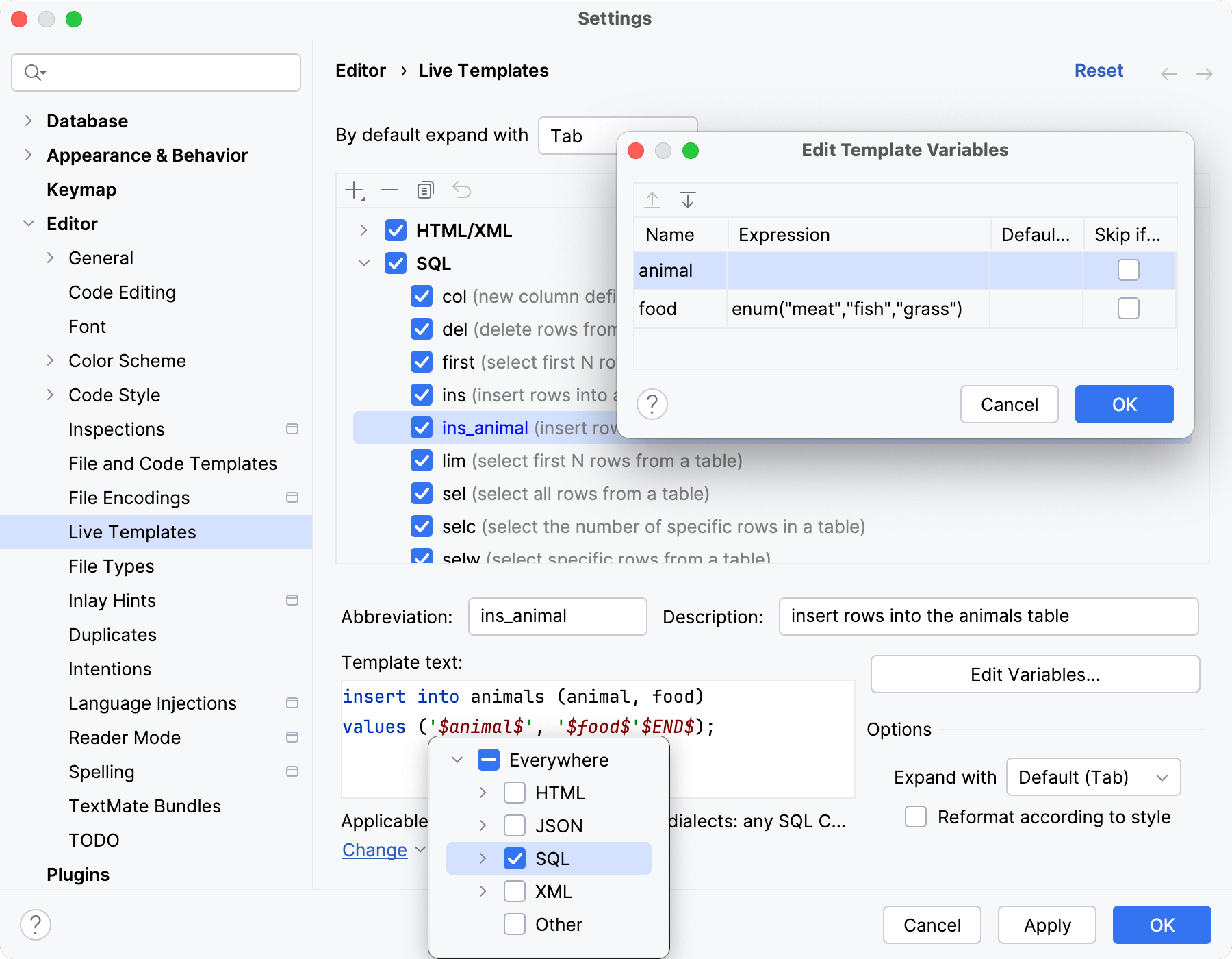Live template usage Live template usage