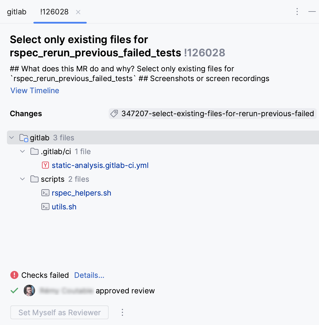 Merge Request overview Merge Request overview