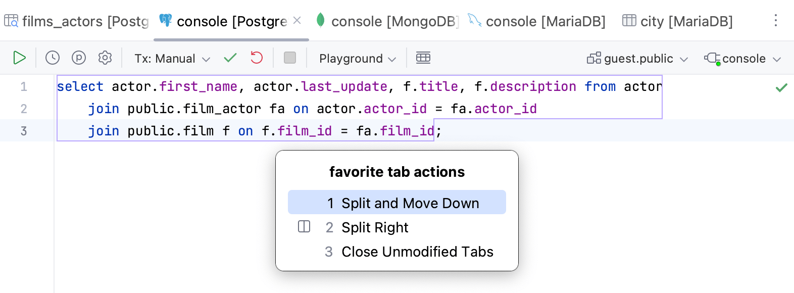 Access an action from a quick list Access an action from a quick list
