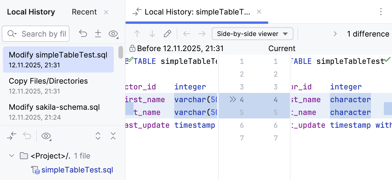 the Recent Changes popup the Recent Changes popup