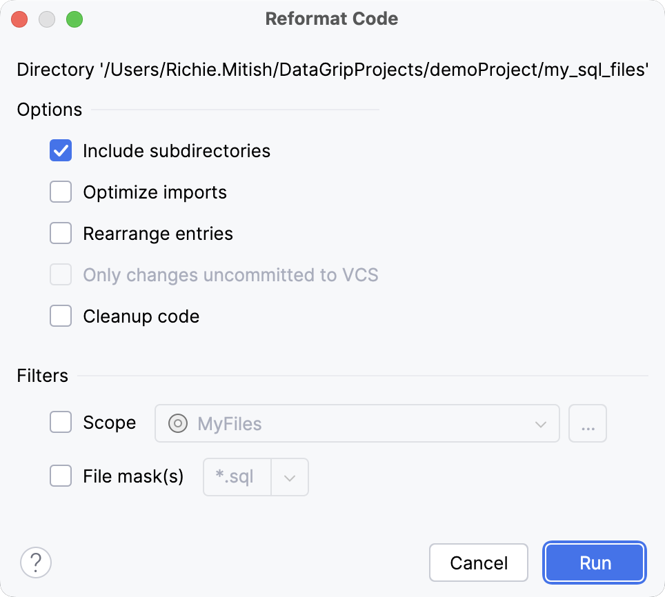 选择用于重新格式化的作用域