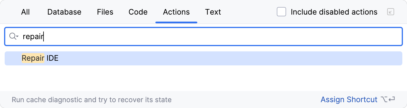 Repair IDE action in Search Everywhere