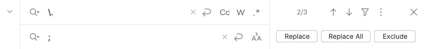 Replace in file pane Replace in file pane