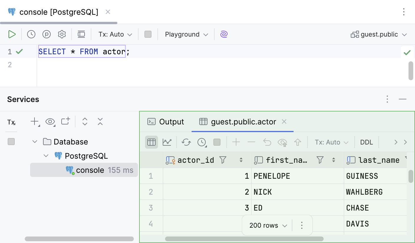 Result tab in the Services tool window Result tab in the Services tool window
