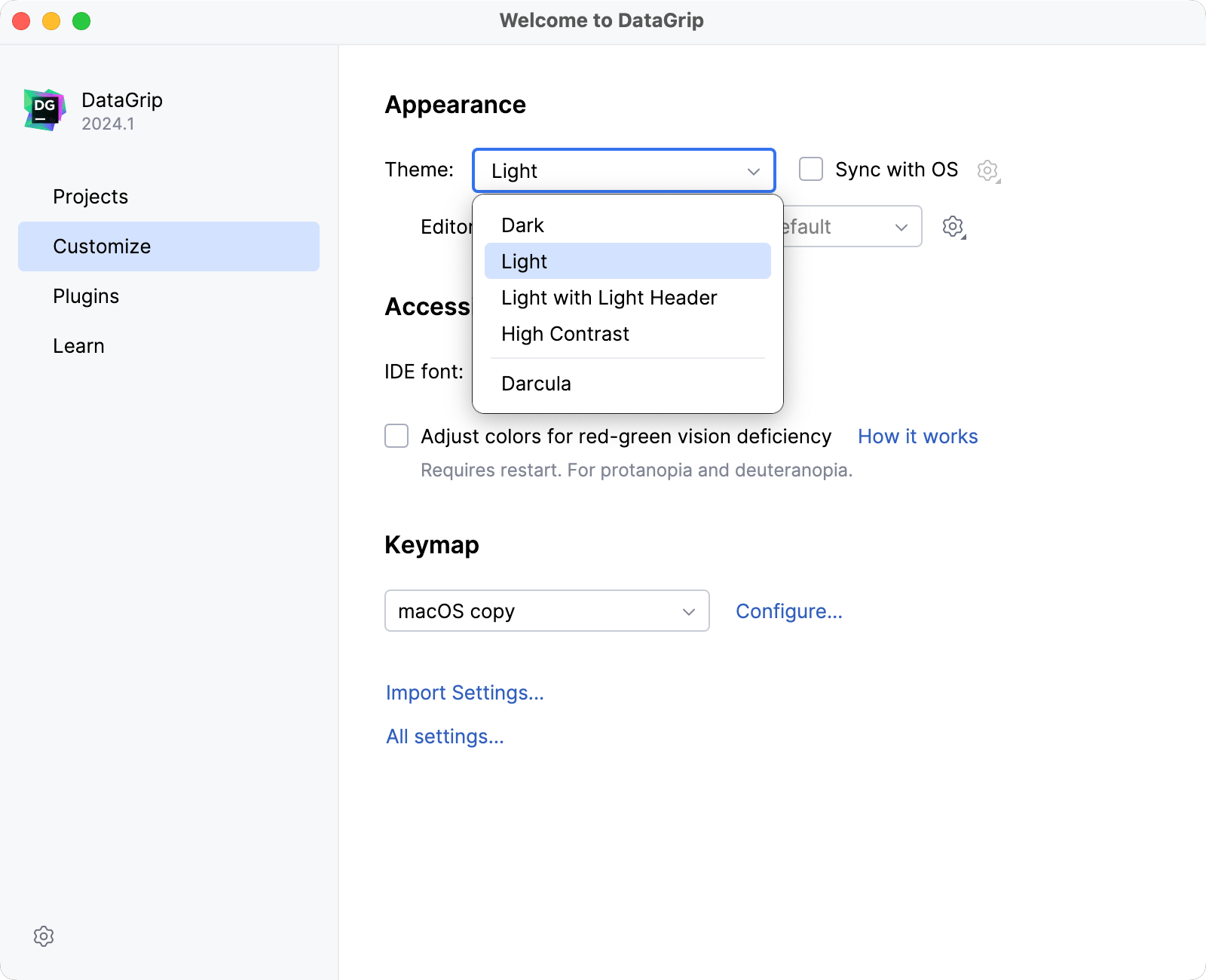 Select the UI theme Select the UI theme