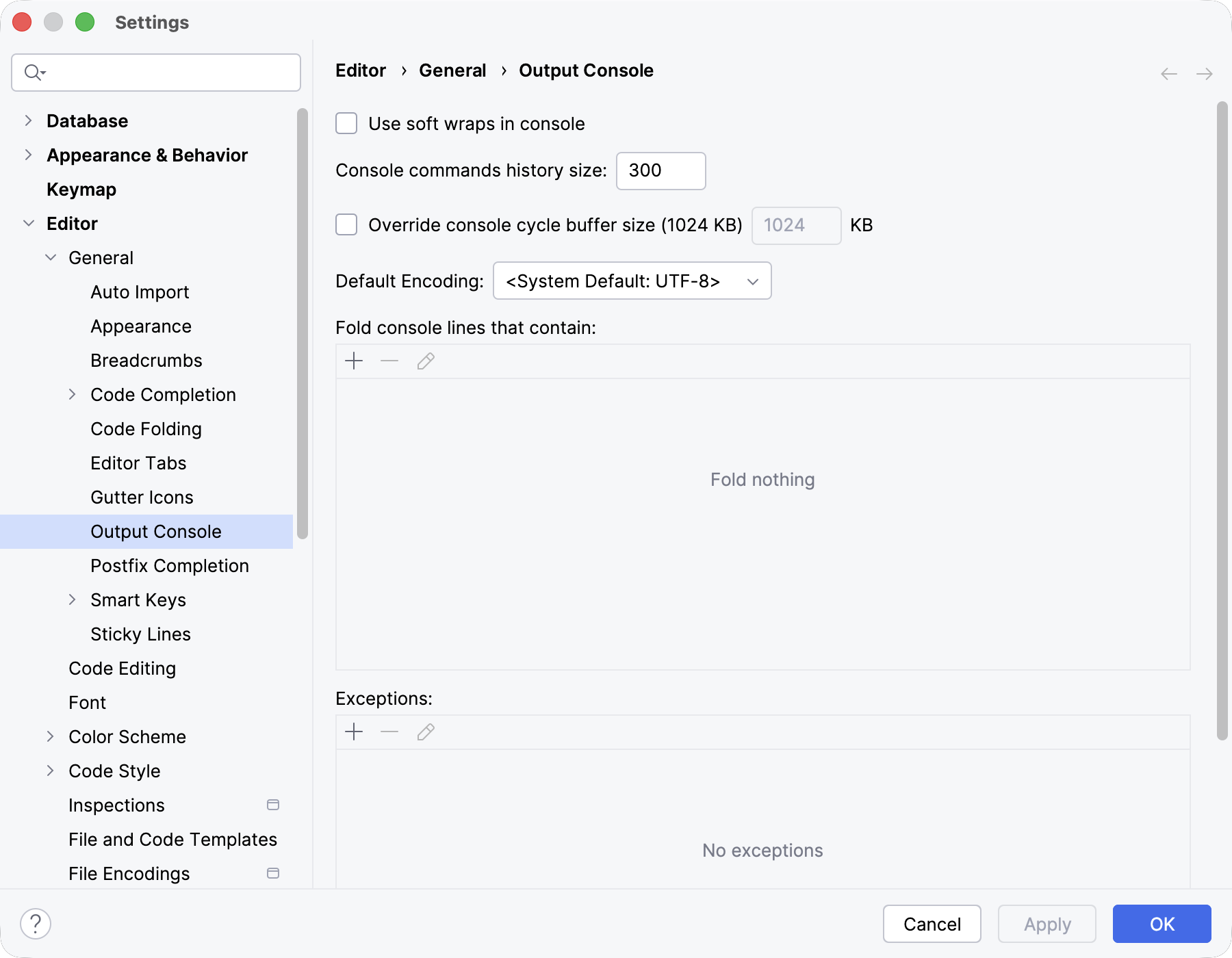 Editor | General | Output Console Editor | General | Output Console