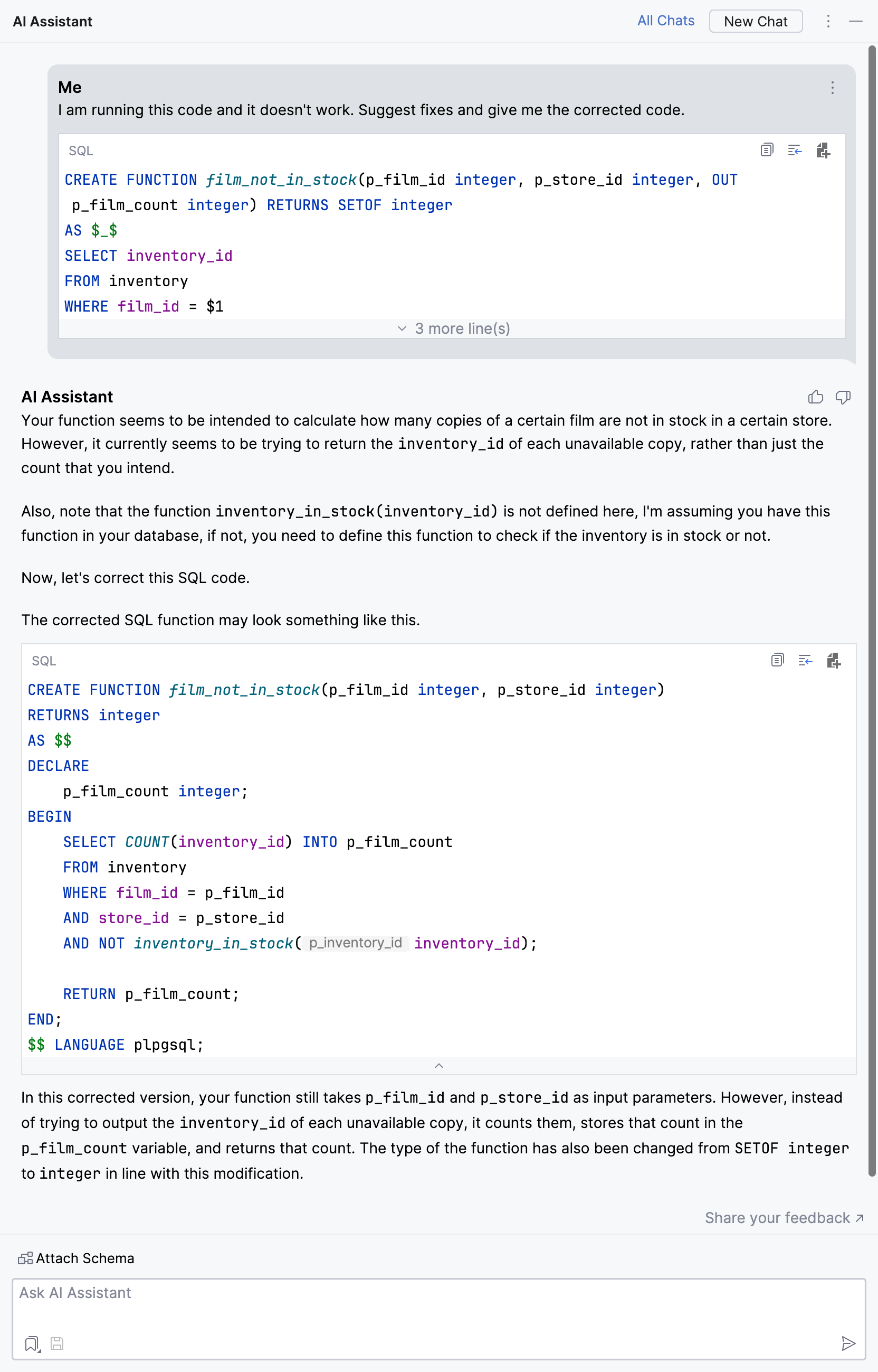 SQL 代码错误更正请求与修正后的代码 SQL 代码错误更正请求与修正后的代码