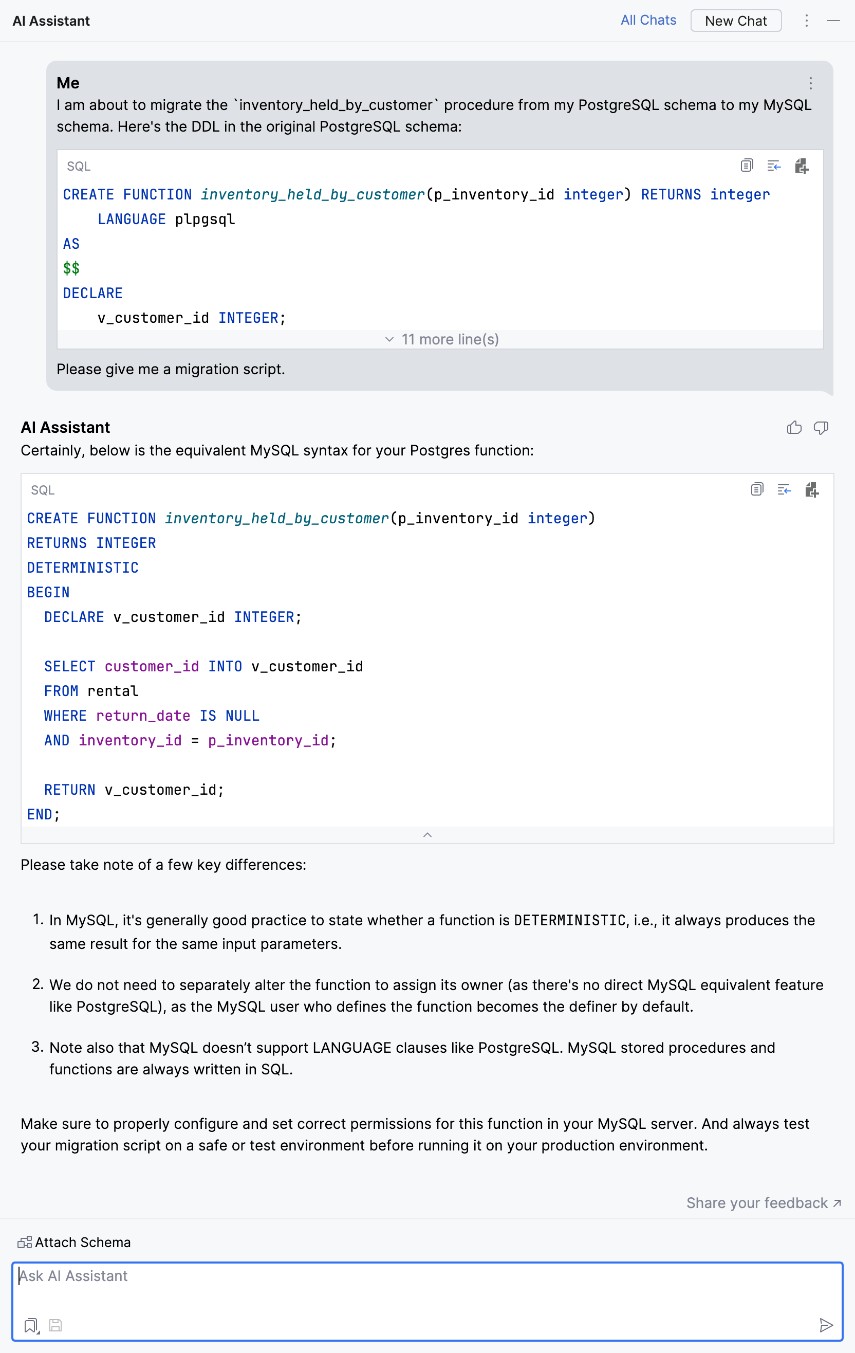 使用 AI Assistant 迁移 SQL 代码 使用 AI Assistant 迁移 SQL 代码