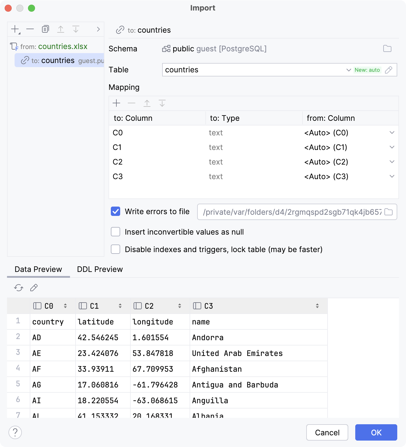 Import data from Excel file: mapping settings Import data from Excel file: mapping settings