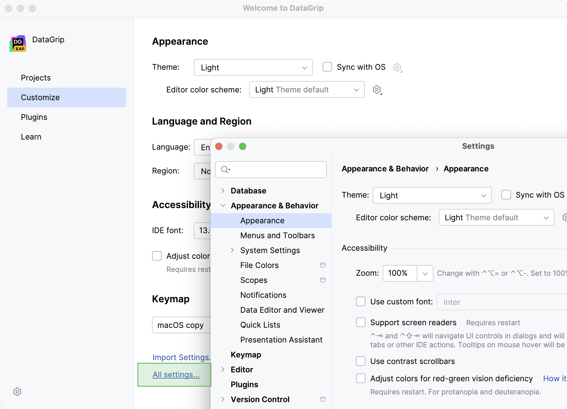 Configuring new default settings for projects Configuring new default settings for projects