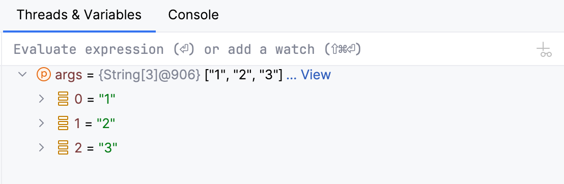 Variable values are shown in the Variables panel