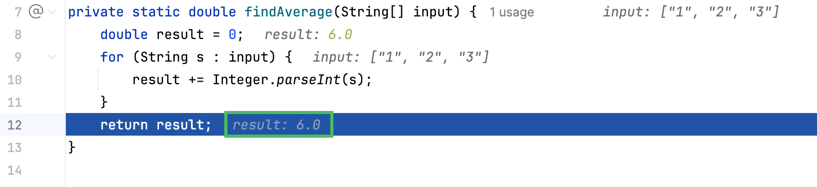 The value of result is returned as is, without dividing it by the number of arguments