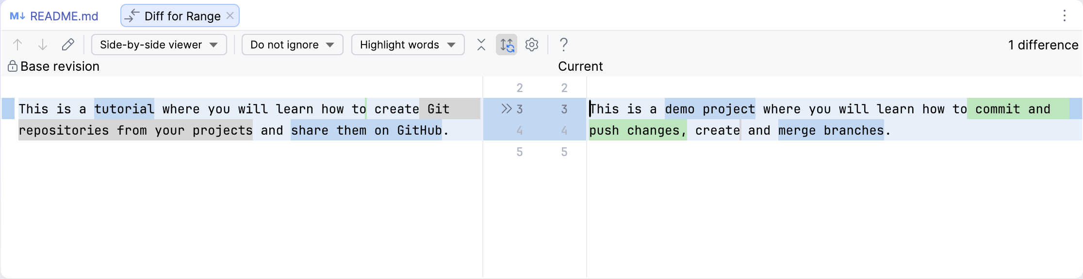 Diff for range Diff for range
