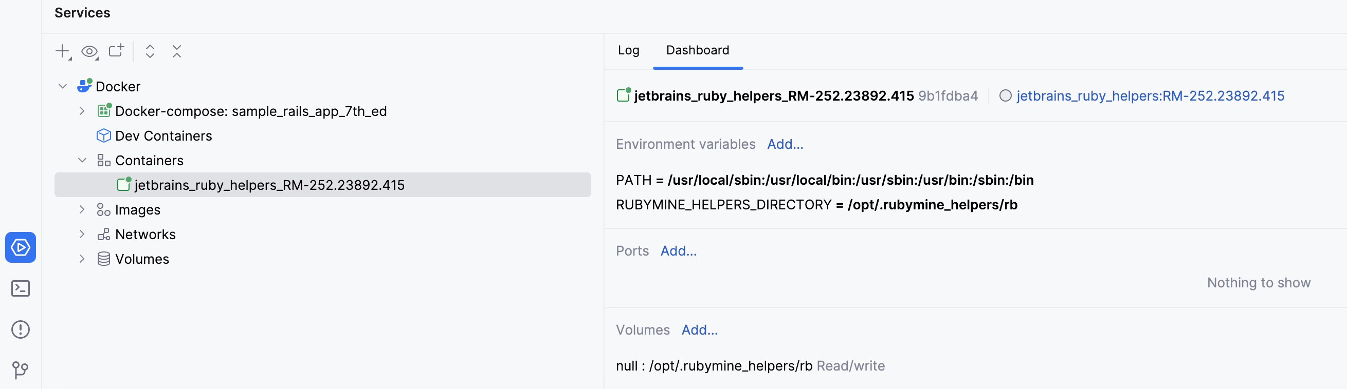 Docker tool window: Helpers