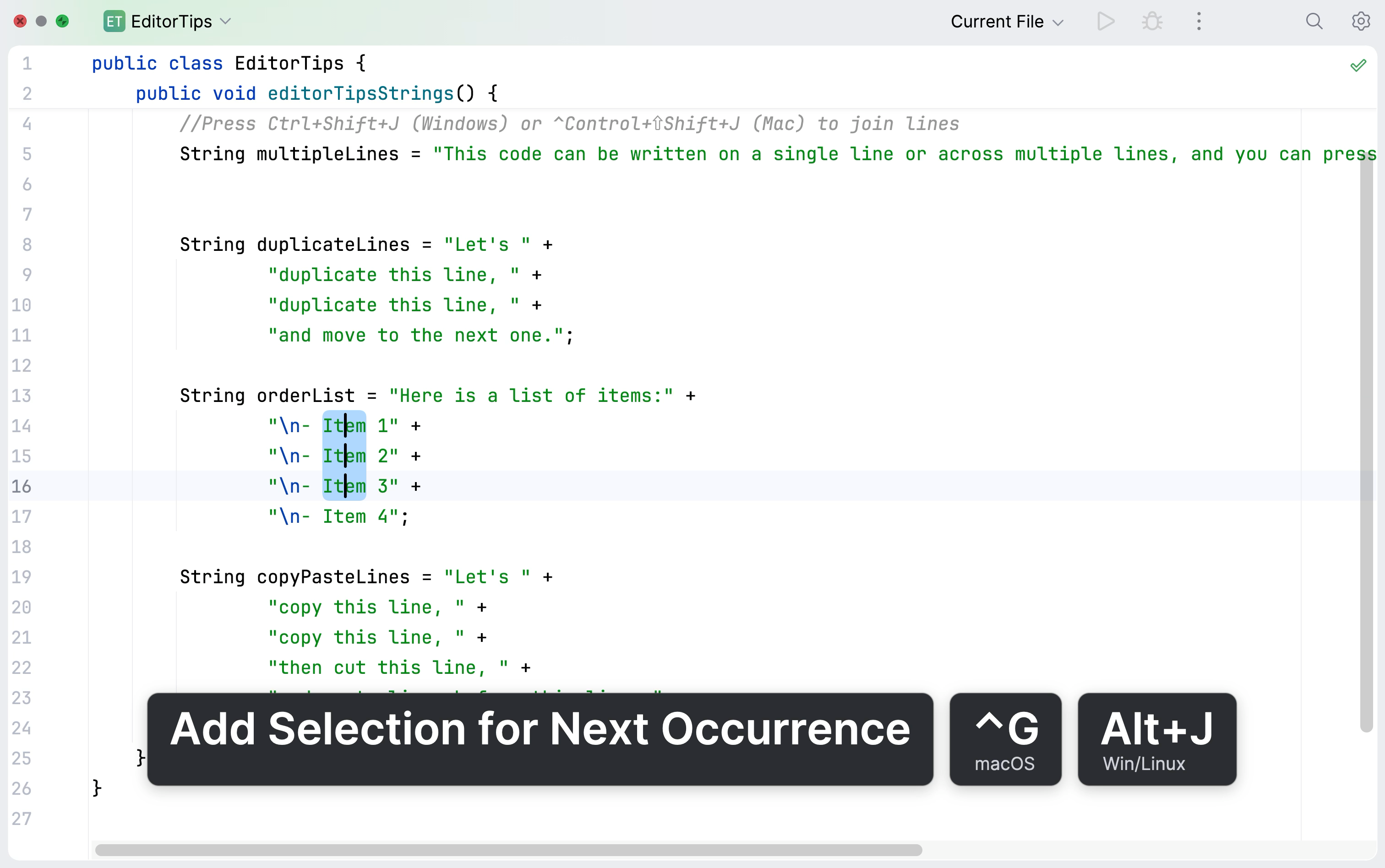 Find the next occurrence of the text in the editor