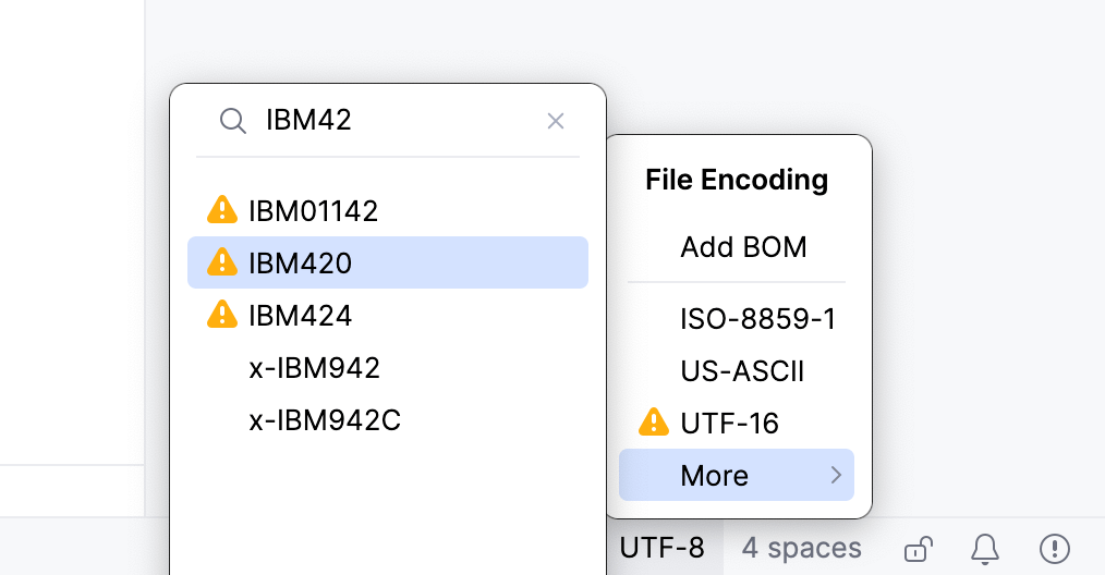 Status bar encoding Status bar encoding