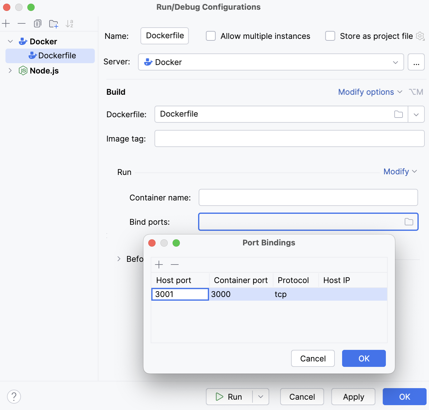 Specify the container port and the host port Specify the container port and the host port