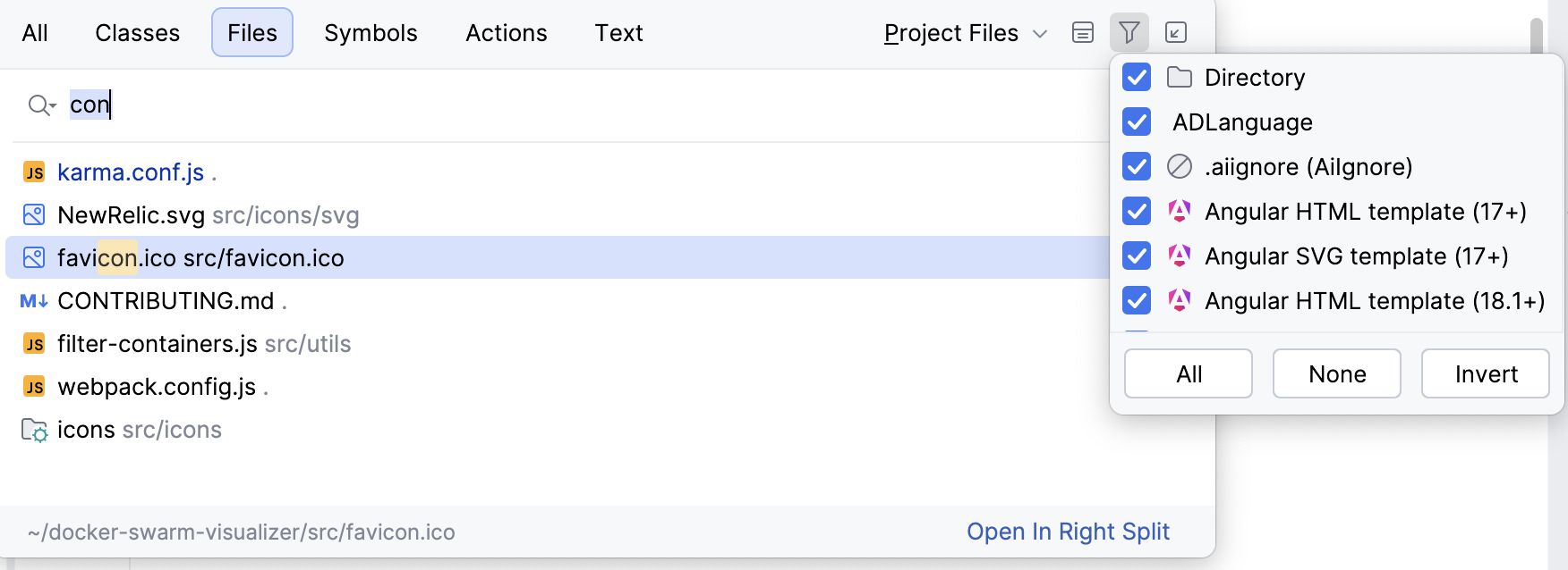 Exclude files from search
